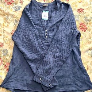 Mote Women’s Large V Neck Tunic Blue NWT